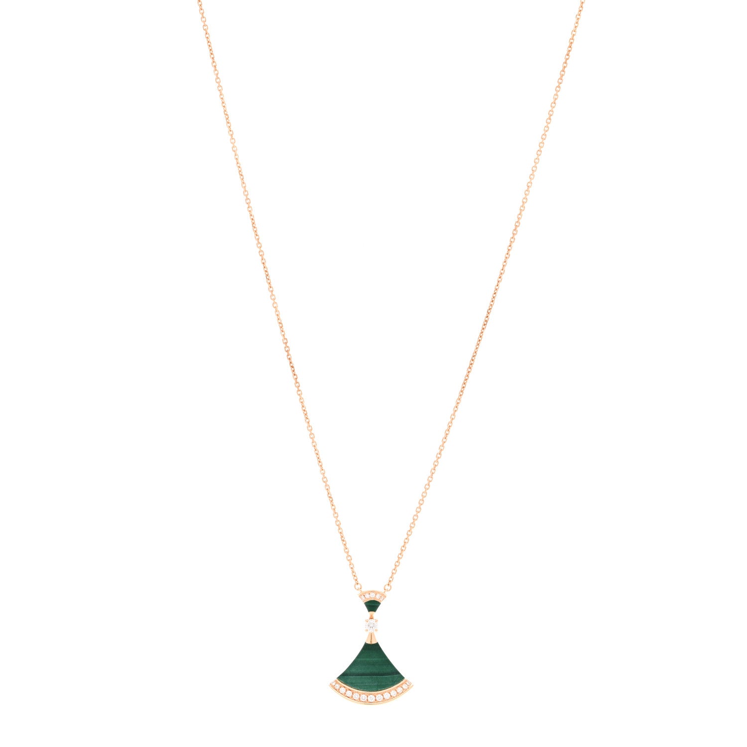 Bulgari 18K Rose Gold Diamond Malachite Divas' Dream Pendant Necklace 1 of 4