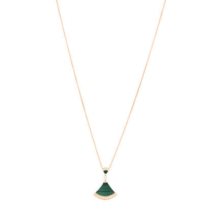 Bulgari 18K Rose Gold Diamond Malachite Divas' Dream Pendant Necklace 1 of 4
