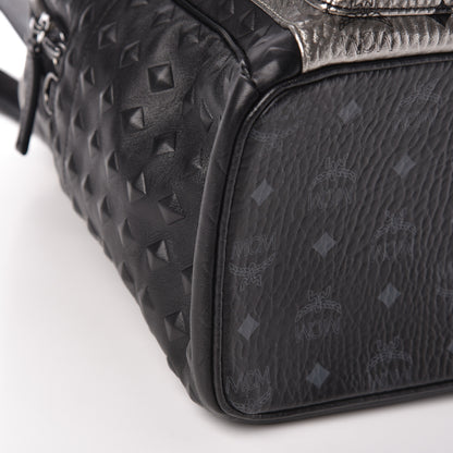 MCM Metallic Visetos Calfskin Medium Studded Munich Lion Stark Backpack Silver Black 9 of 11