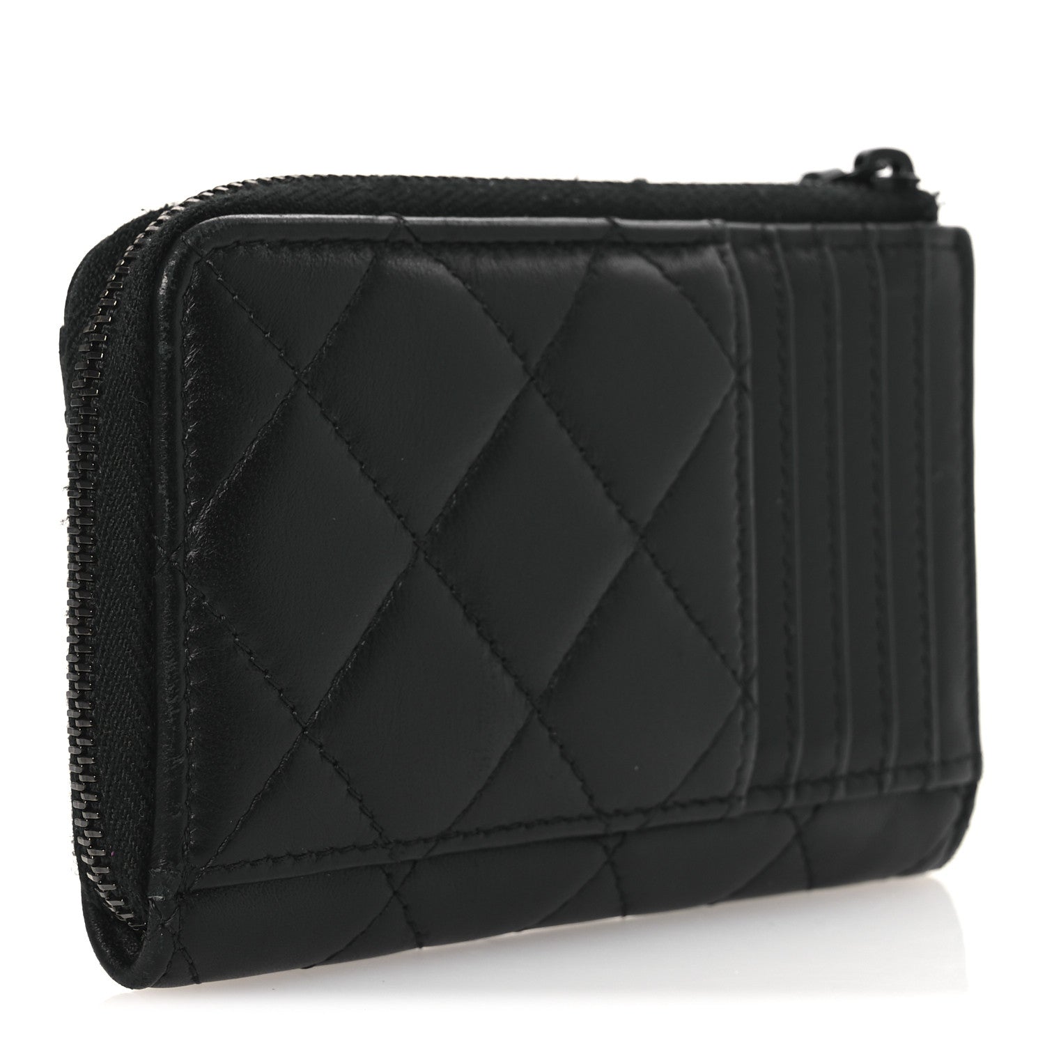 Chanel Lambskin Quilted Zip Card Holder So Black 3 of 11