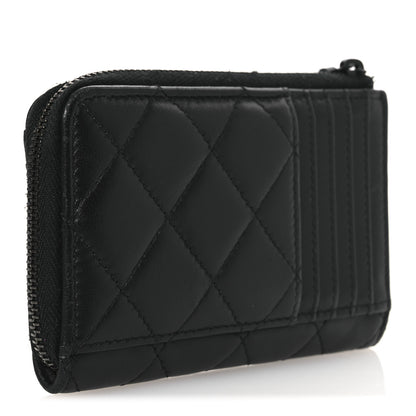 Chanel Lambskin Quilted Zip Card Holder So Black 3 of 11