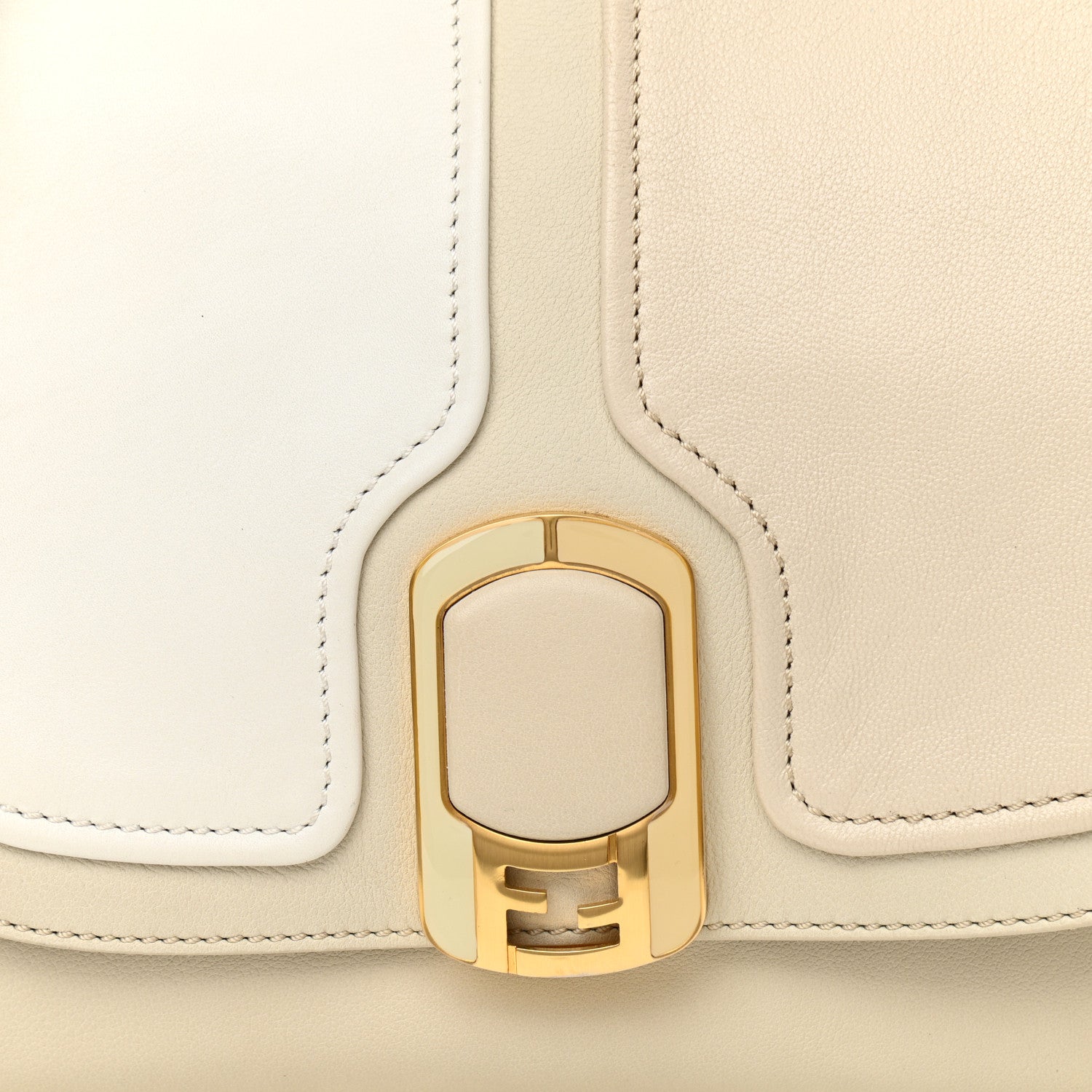Fendi Calfskin Colorblock Anna Shoulder Bag Beige 8 of 10