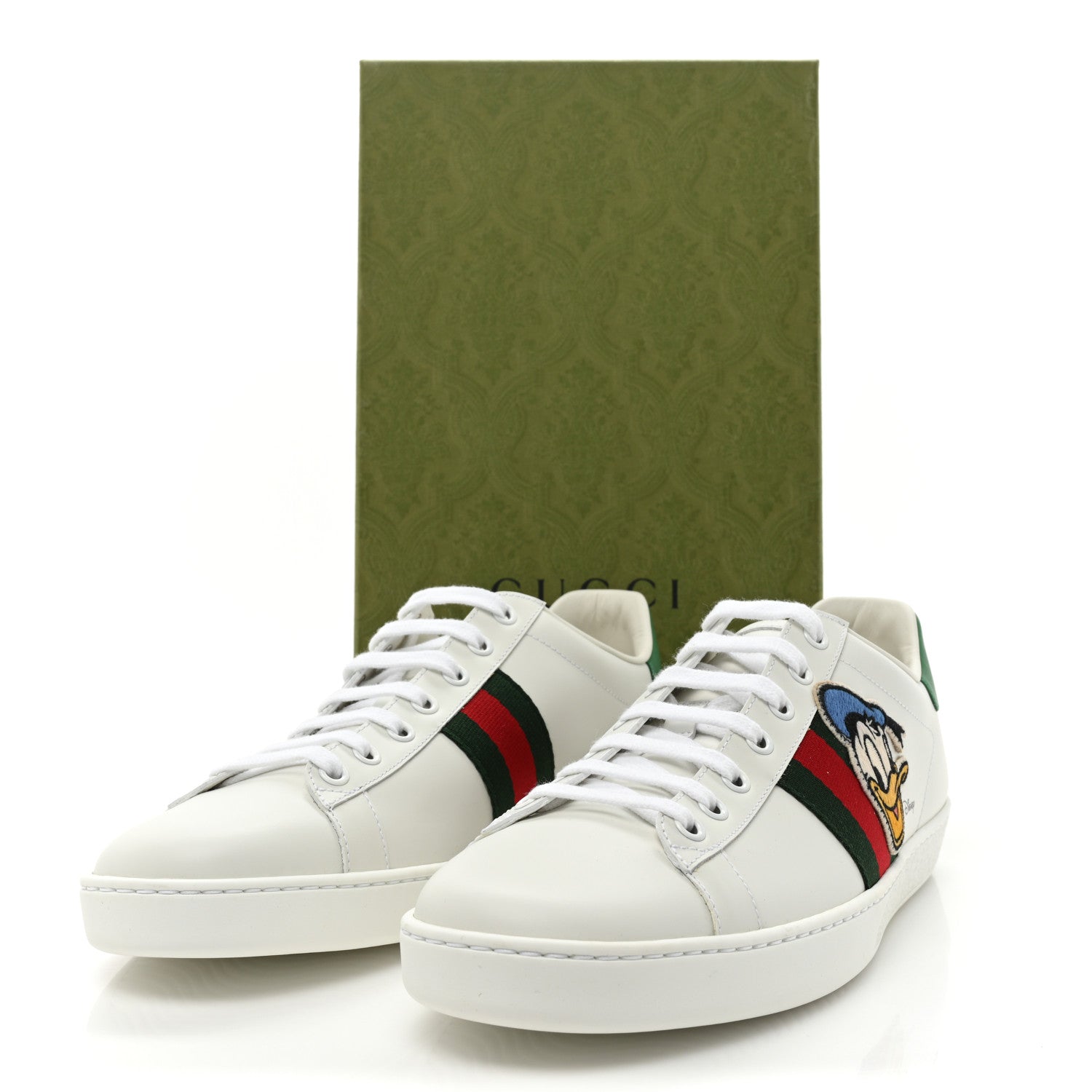Gucci X DISNEY Calfskin Miro Soft Web Donald Duck Womens Ace Sneakers 40.5 White New Shamarock 10 of 10