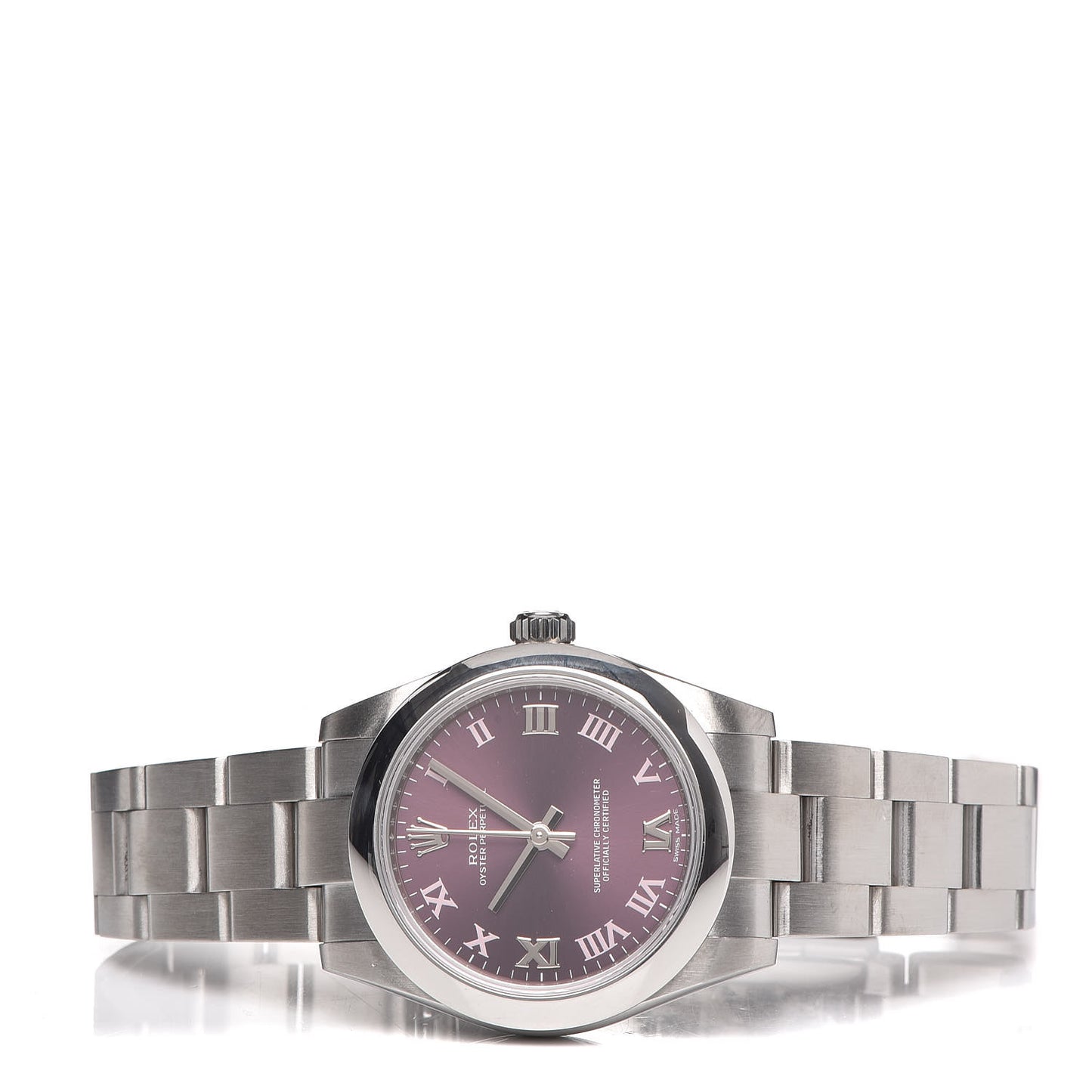 Stainless Steel 31mm Oyster Perpetual Watch Red Grape Roman 177200