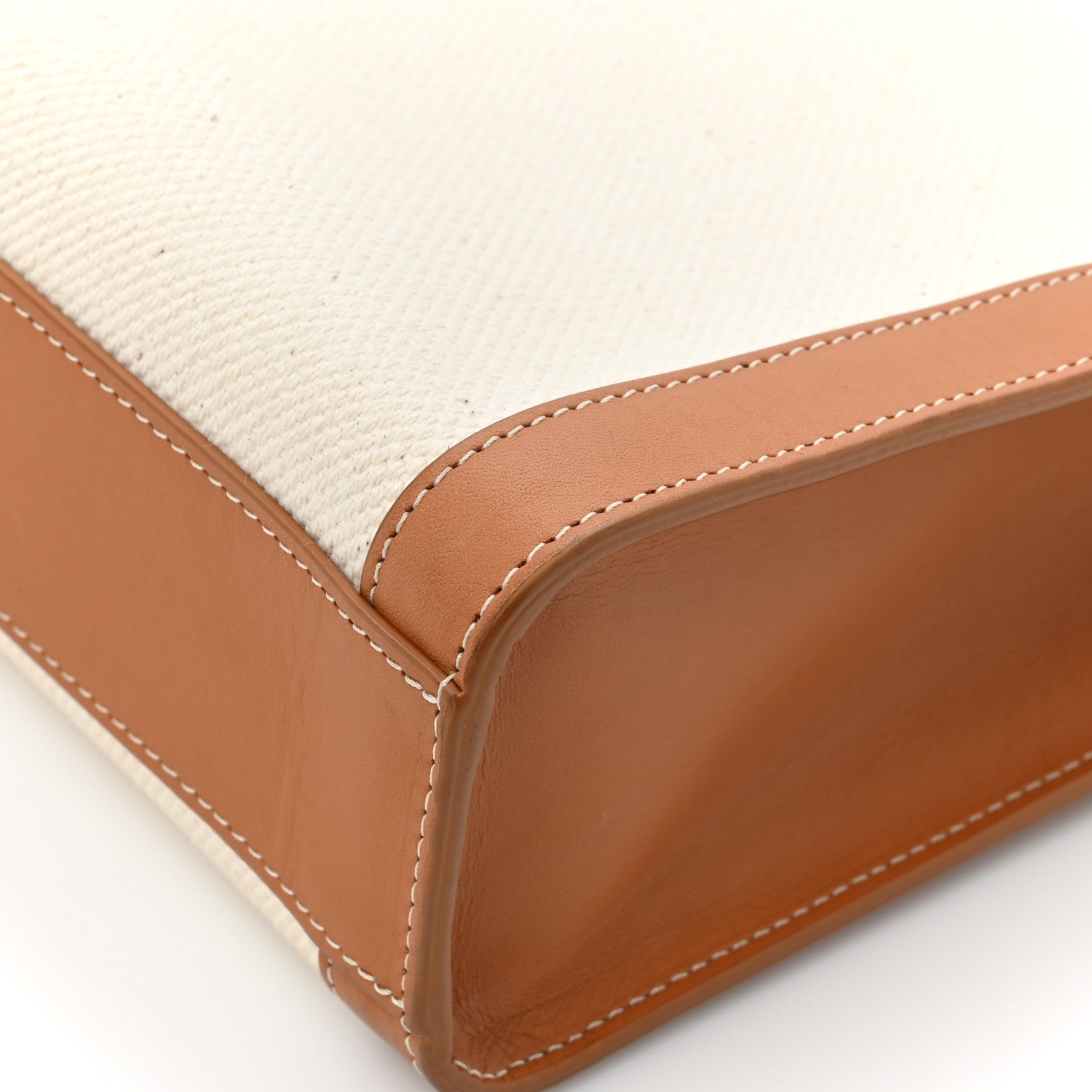 Celine Canvas Calfskin Logo Print Small Vertical Cabas Natural Tan 15 of 17