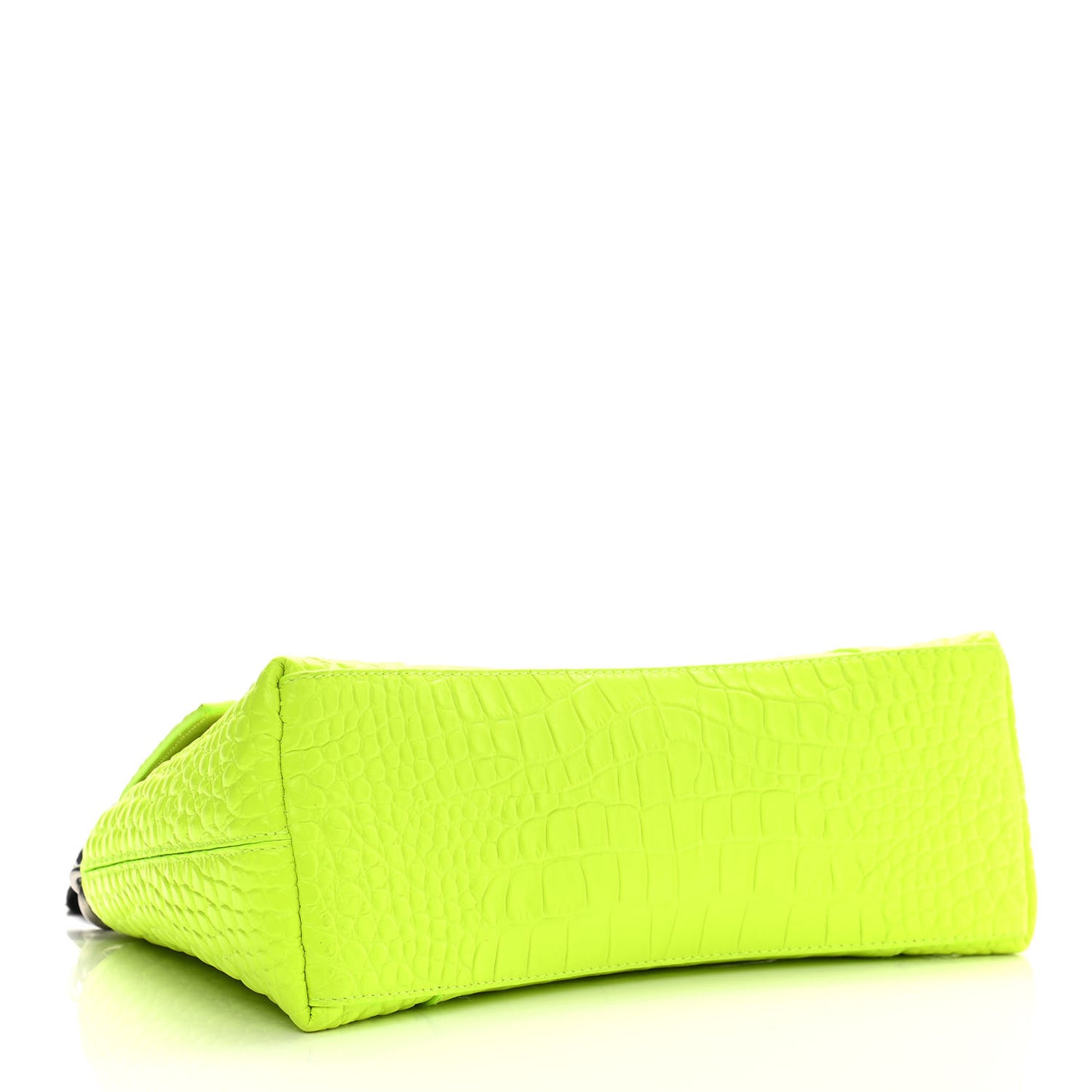 Calfskin Crocodile Embossed S Downtown Chain Shoulder Bag Fluo Yellow Black