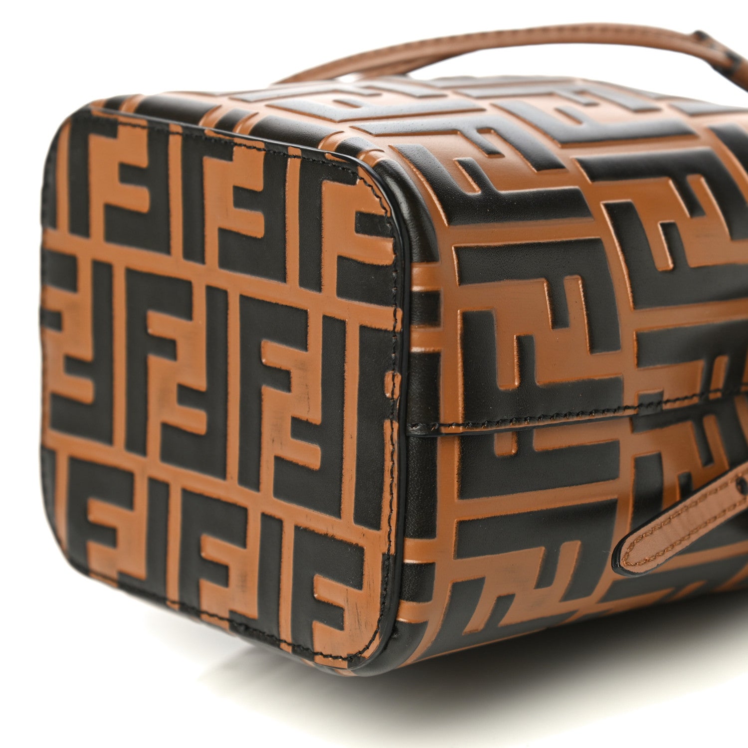 Fendi Vitello Liberty F is Fendi FF Embossed Mini Mon Tresor Bucket Bag Tobacco Black 9 of 9