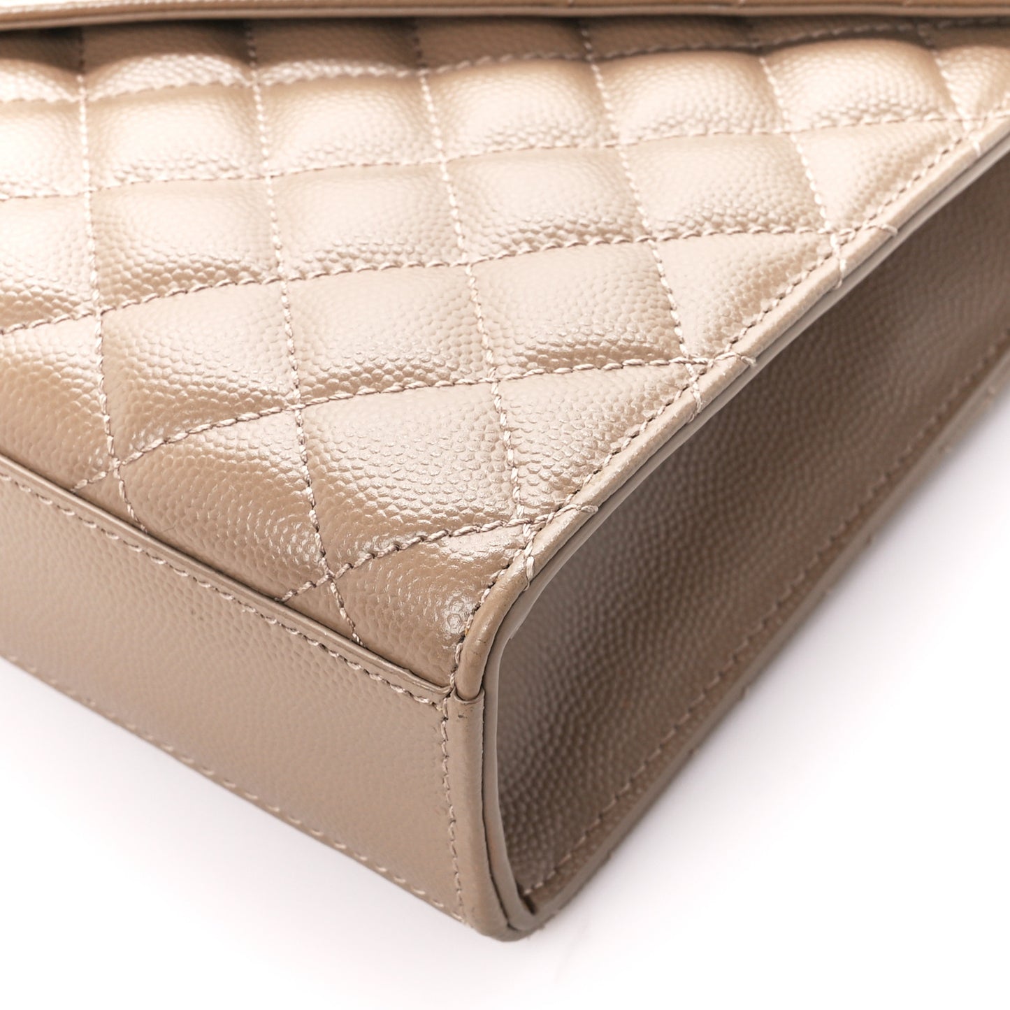 Grain De Poudre Textured Mixed Matelasse Medium Triquilt Monogram Satchel Dark Beige