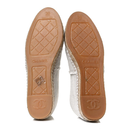 Chanel Linen CC Espadrilles 38 Beige Black 7 of 12