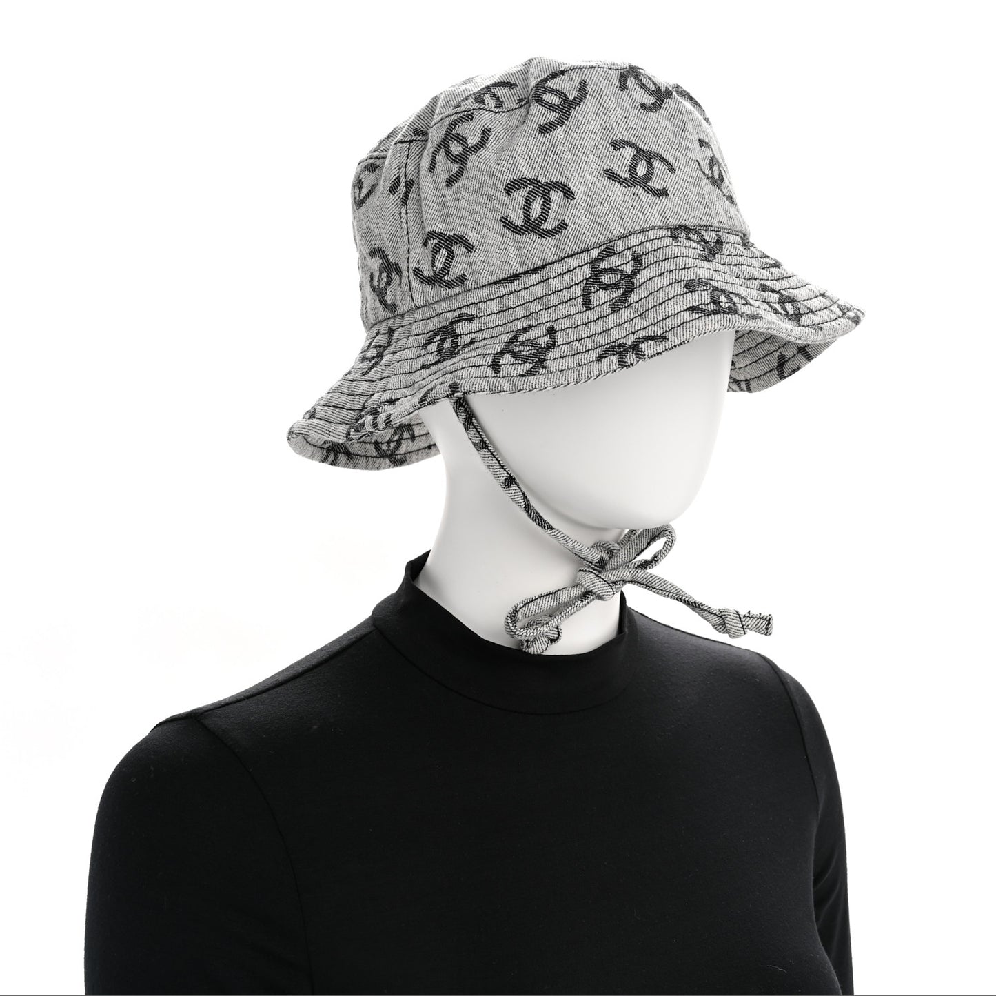 Denim CC Bucket Hat L White Black