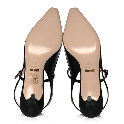 Gucci Malaga Kid Zumi Low Heel Slingback Pumps 38.5 Black 5 of 9
