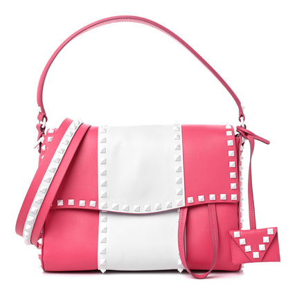 Valentino Garavani Vitello Colorblock Free Rockstud Top Handle Shoulder Bag Pink Optic White 1 of 16