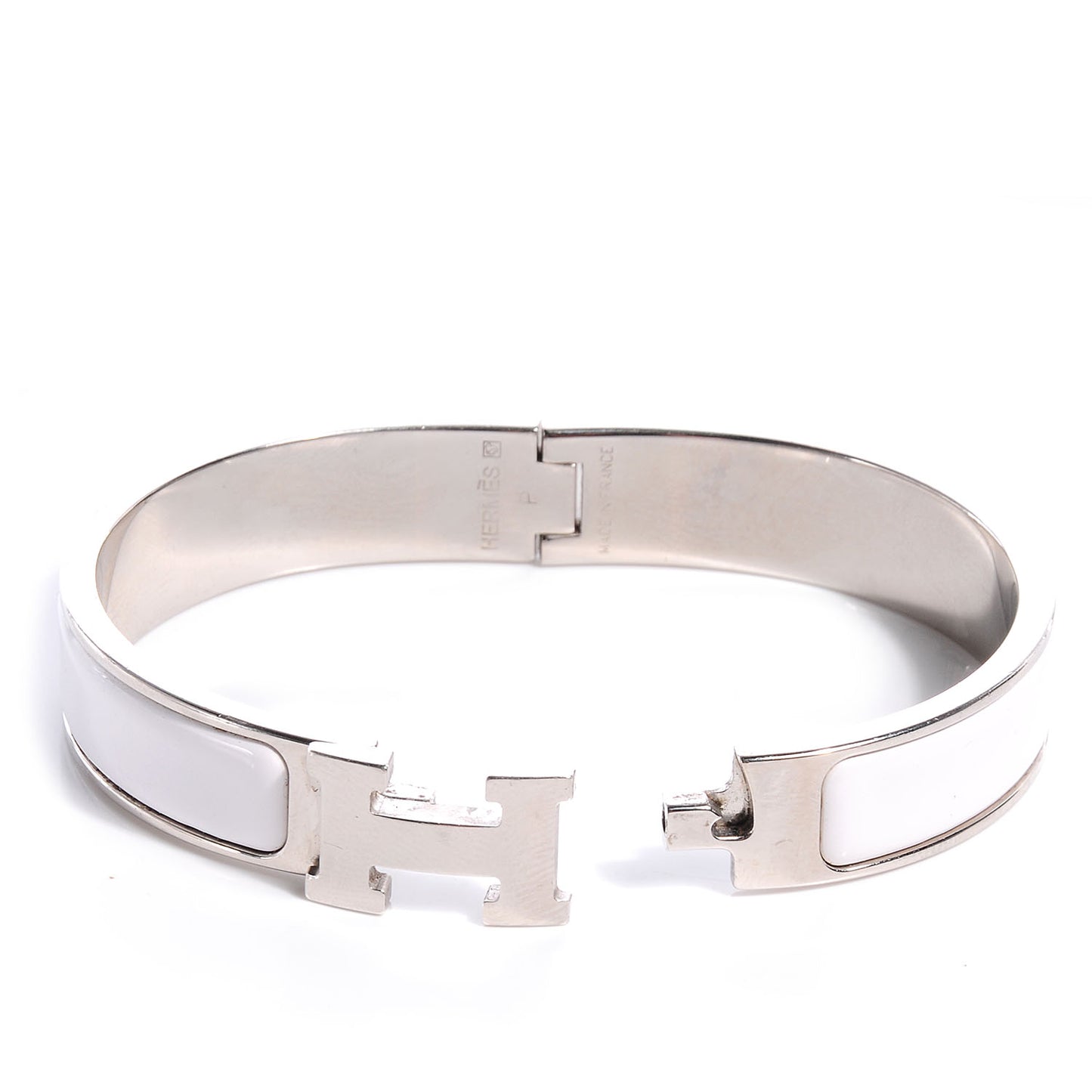 Enamel Narrow Clic Clac H Bracelet PM White