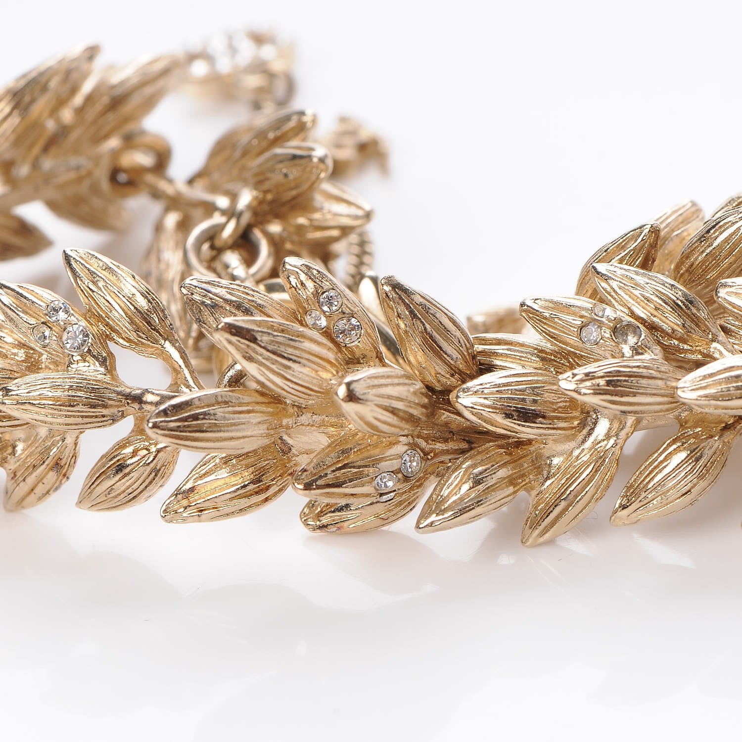 Chanel Crystal CC Sheath of Wheat Bracelet Gold 5 of 6