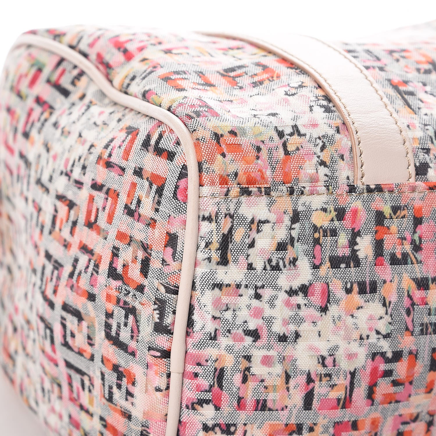 Fendi Zucchino Vitello Floral Forever Boston Rosa Papaya Rosa Confetto 13 of 16