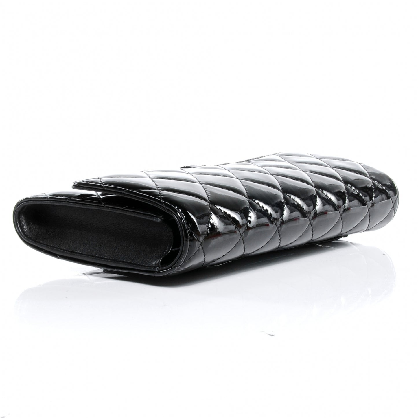 Patent Quilted Travel Wallet Black