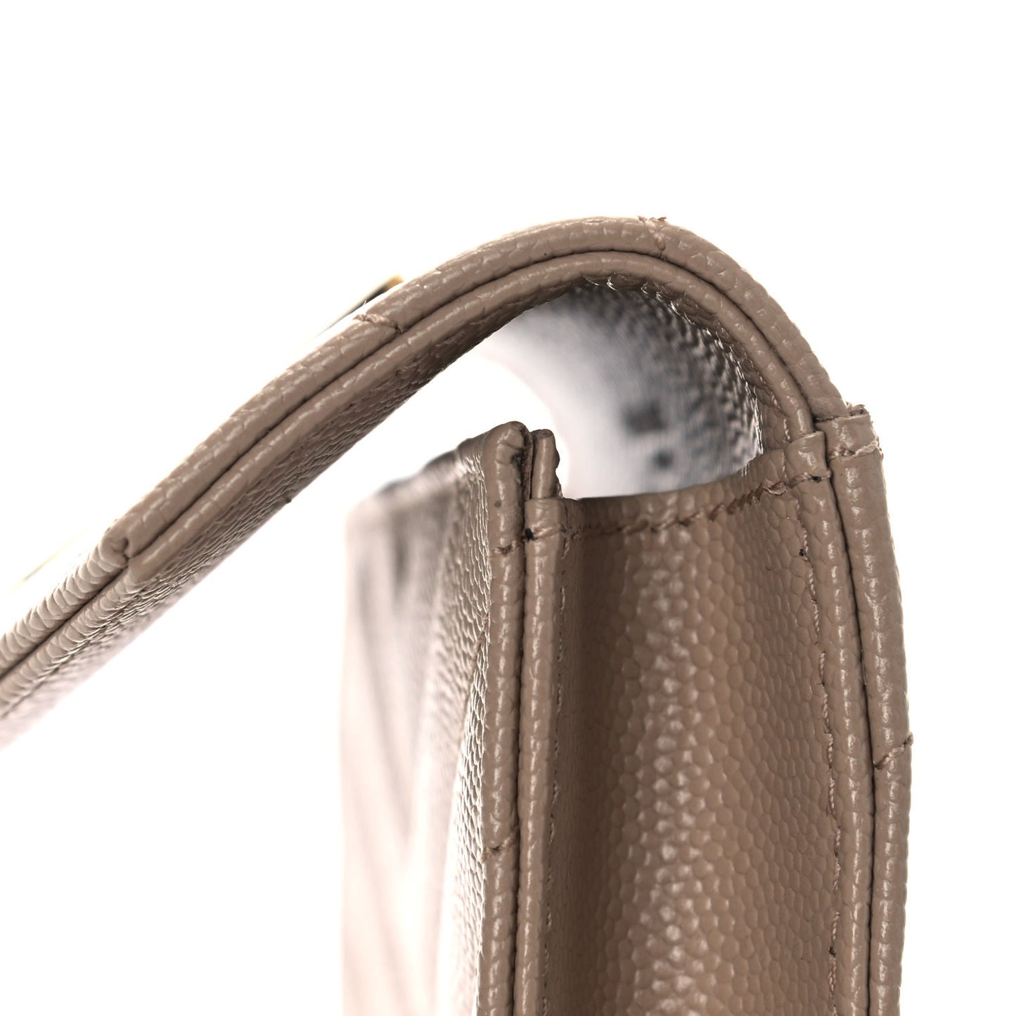 Grain De Poudre Matelasse Chevron Small Monogram Envelope Wallet Dark Beige
