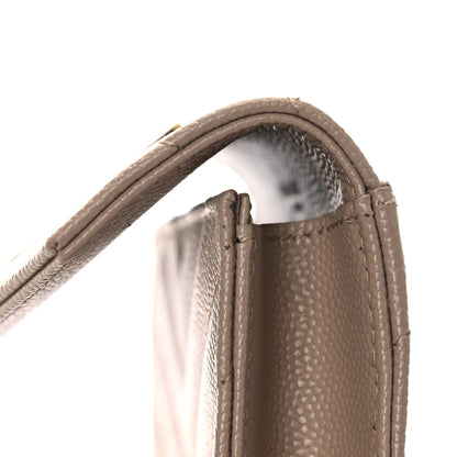 Saint Laurent Grain De Poudre Matelasse Chevron Small Monogram Envelope Wallet Dark Beige 12 of 13
