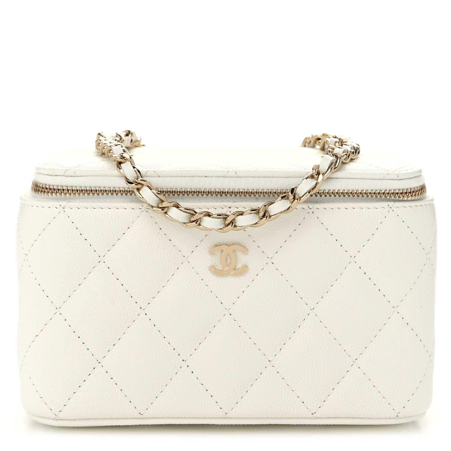 Chanel Caviar Quilted Small Vanity Case With Chain White 1 of 11