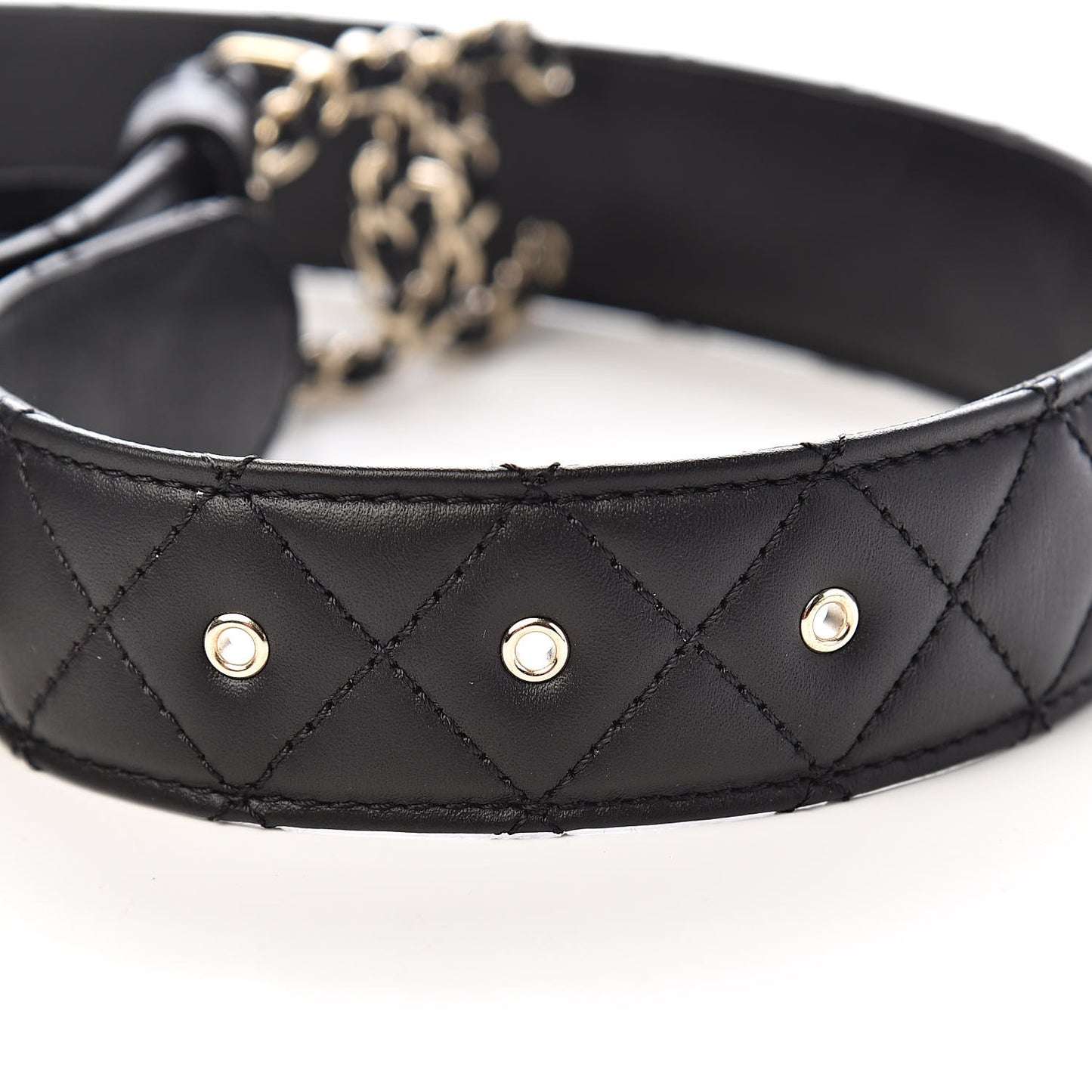 Lambskin Quilted CC Chain Belt 75 30 Black