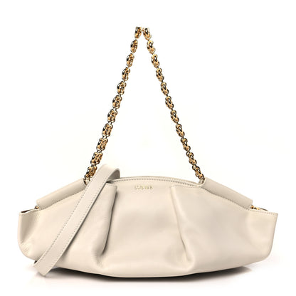 Loewe Shiny Nappa Calfskin Small Paseo Bag With Chain Soft White 1 of 10