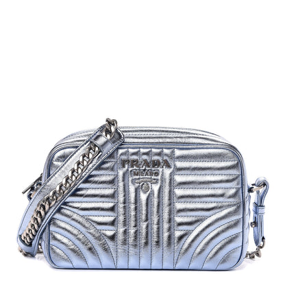 Prada Metallic Nappa Impunture Diagramme Crossbody Pervinca Mordore 1 of 7