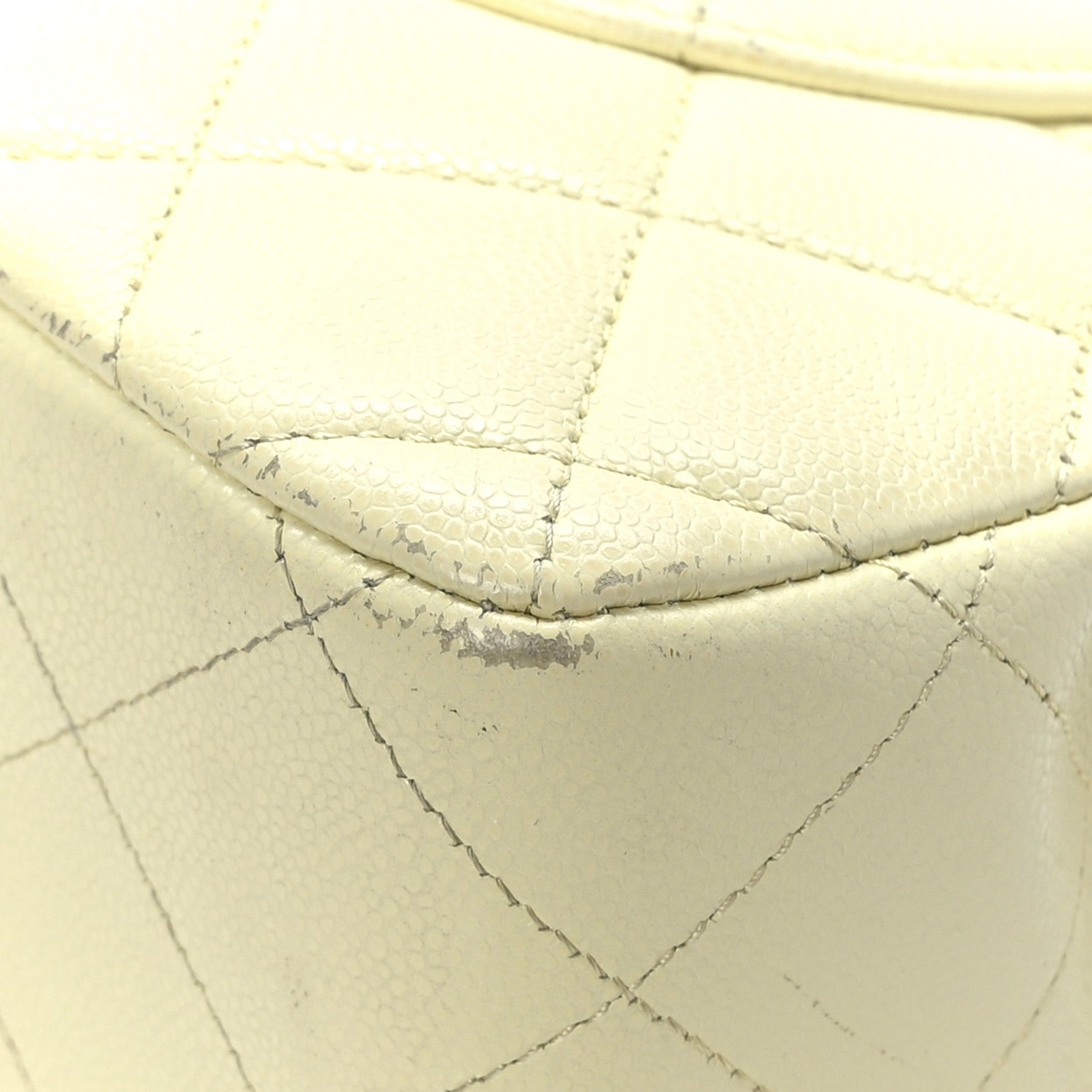 Chanel Caviar Quilted Jumbo Double Flap Light Yellow 11 of 15