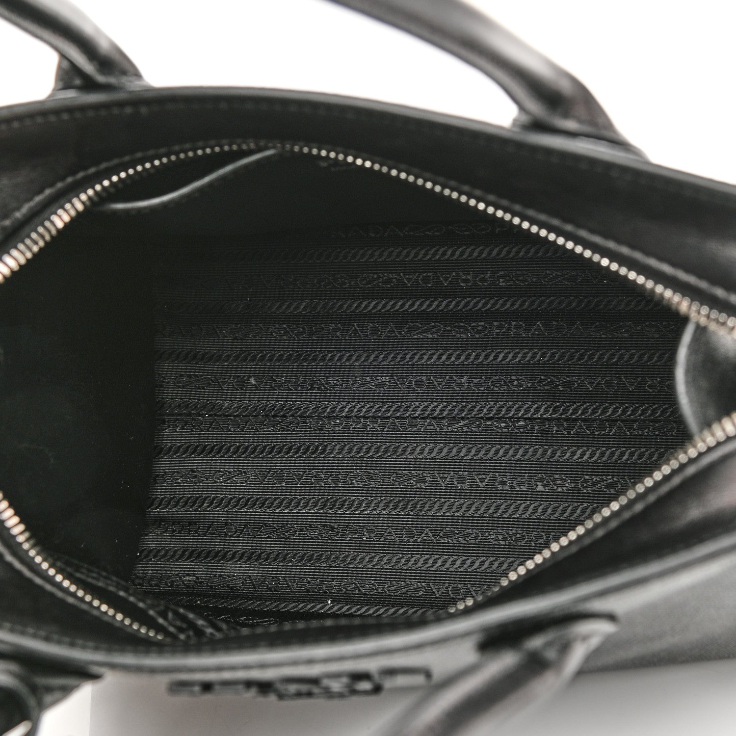 Prada Saffiano Cuir Calfskin Mini Monochrome Top Handle Tote Black 5 of 14