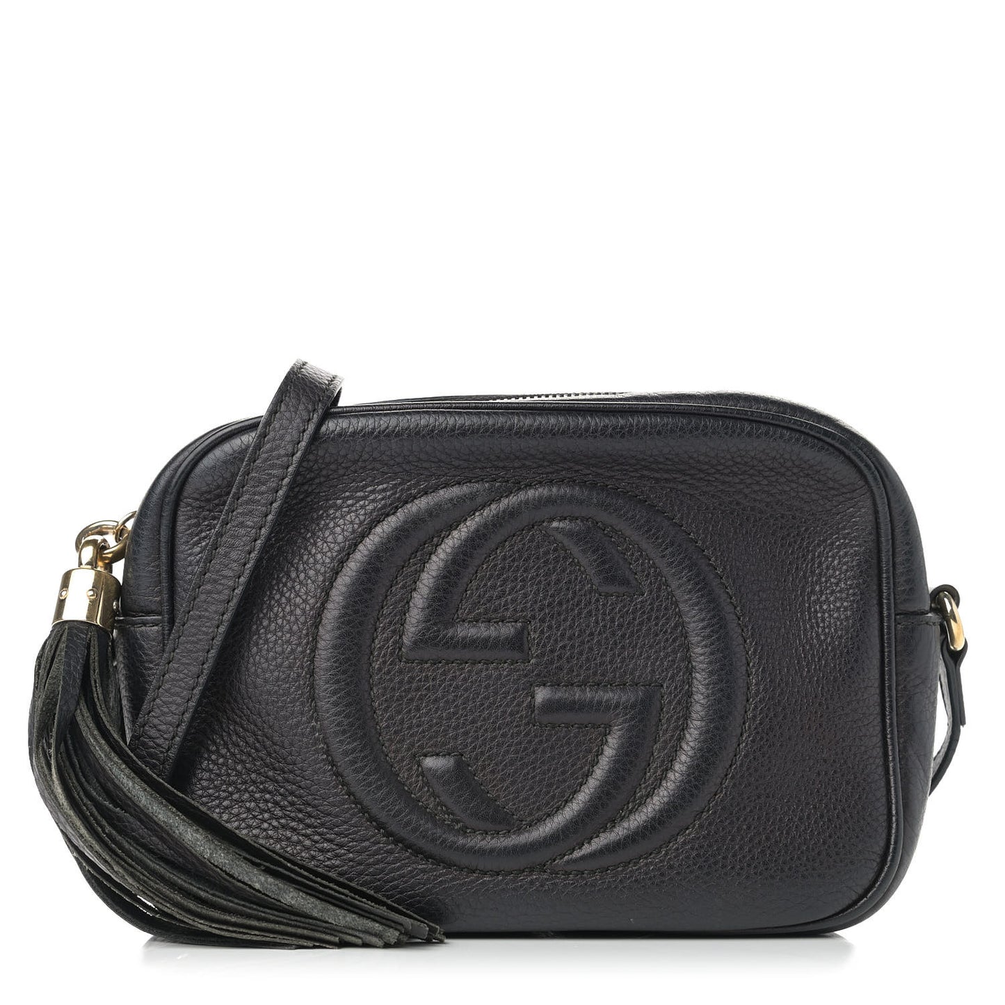 Pebbled Calfskin Small Soho Disco Bag Black
