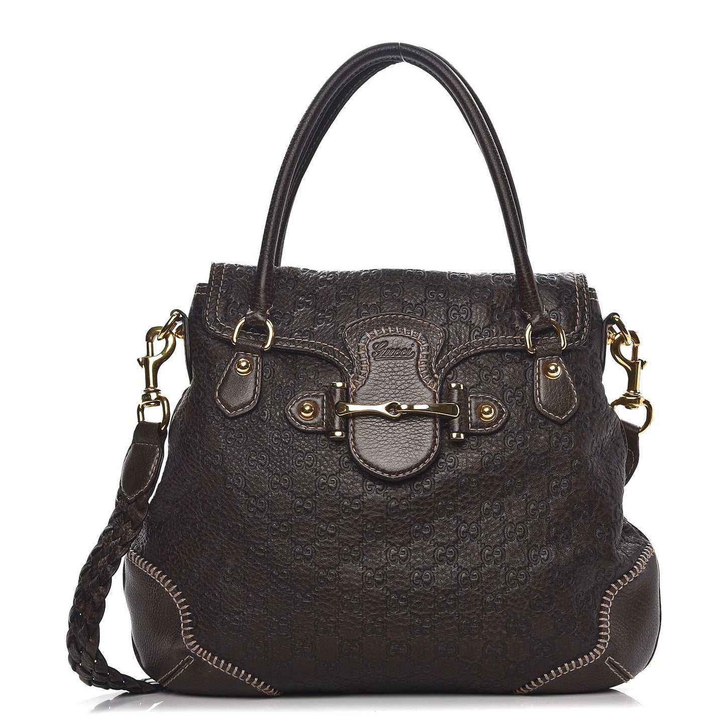 Guccissima New Pelham Satchel Dark Brown