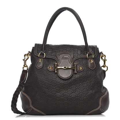 Gucci Guccissima New Pelham Satchel Dark Brown 1 of 13