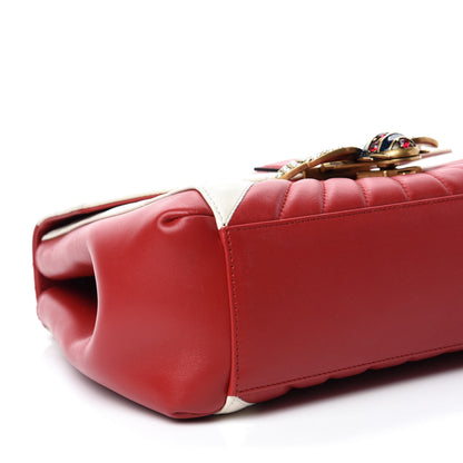 Gucci Calfskin Bamboo Trapuntata Queen Margaret Top Handle Bag Mystic White Hibiscus Red 6 of 10