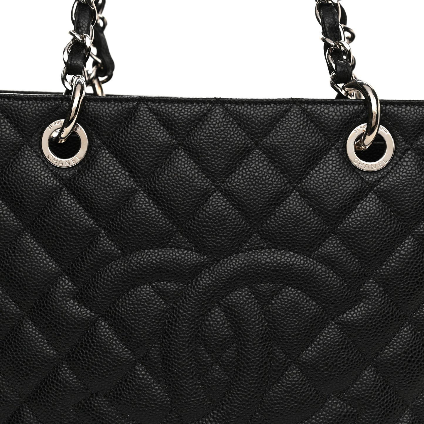 Caviar Quilted Grand Shopping Tote GST Black