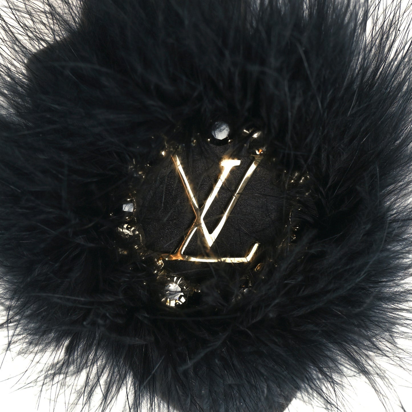 Fur Crystal LV Marilyn Mule 36 Black