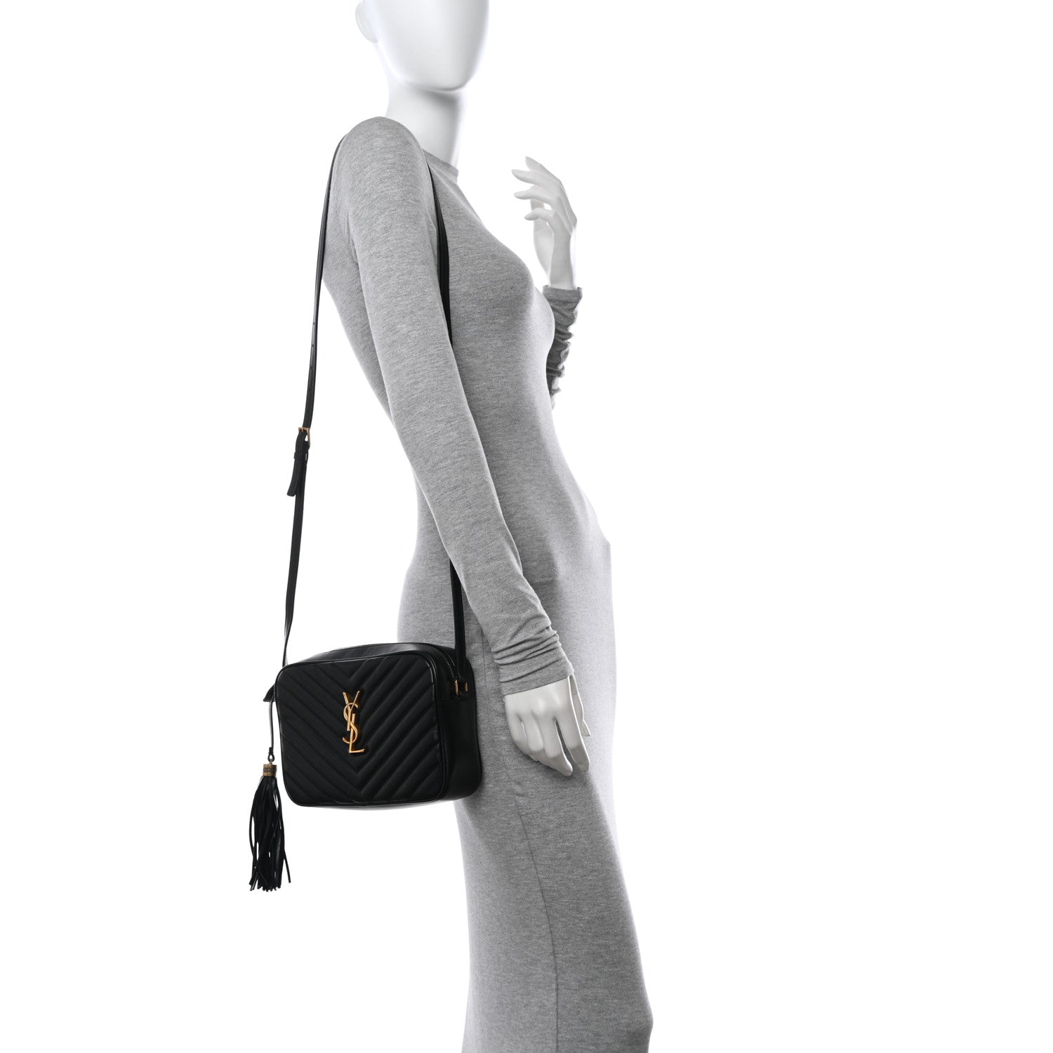 Saint Laurent Calfskin Matelasse Monogram Lou Camera Bag Black 2 of 10