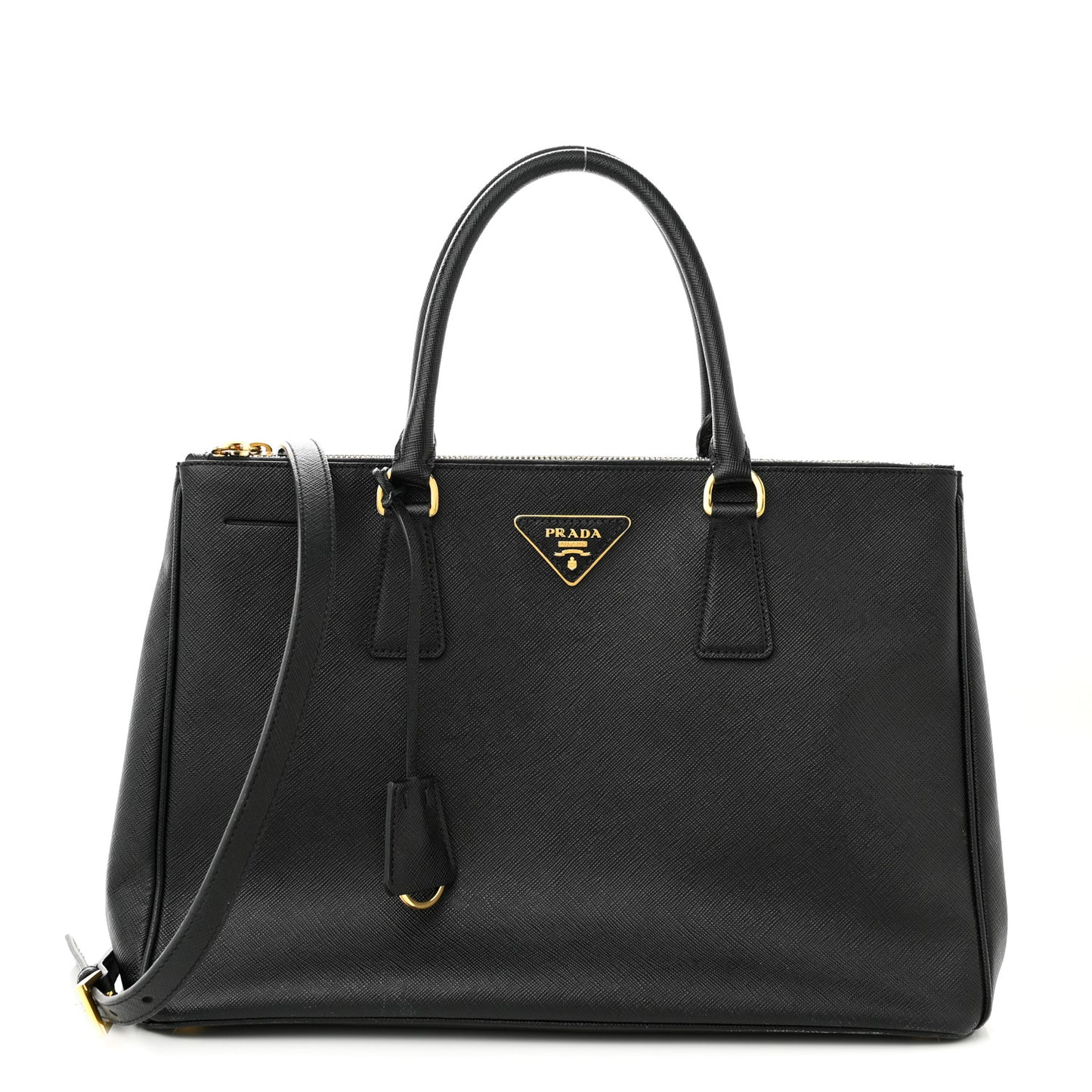 Saffiano Medium Galleria Double Zip Tote Black