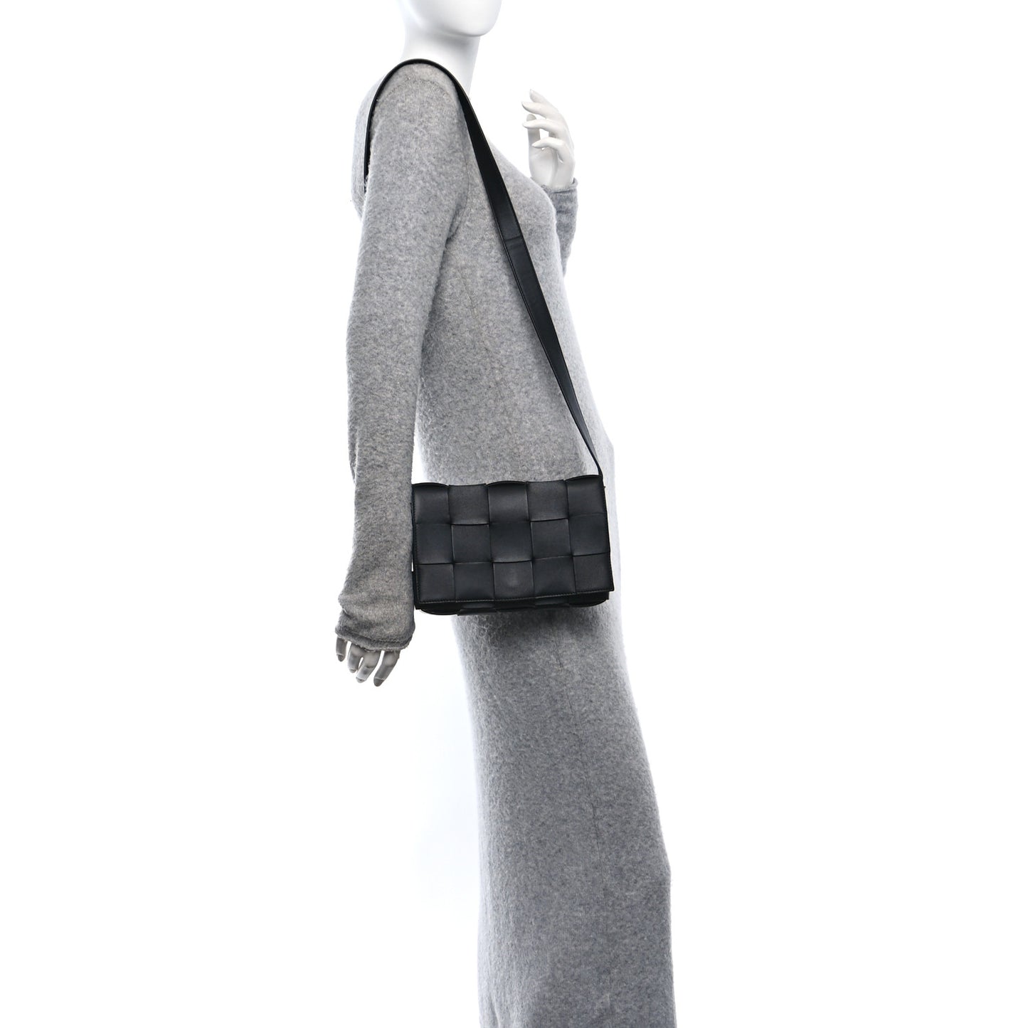 Lambskin Maxi Intrecciato Cassette Crossbody Bag Black