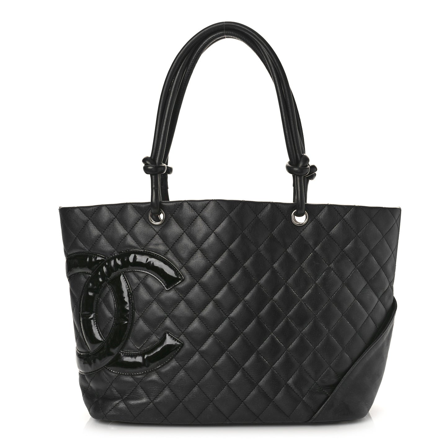 Calfskin Quilted Large Cambon Tote Black