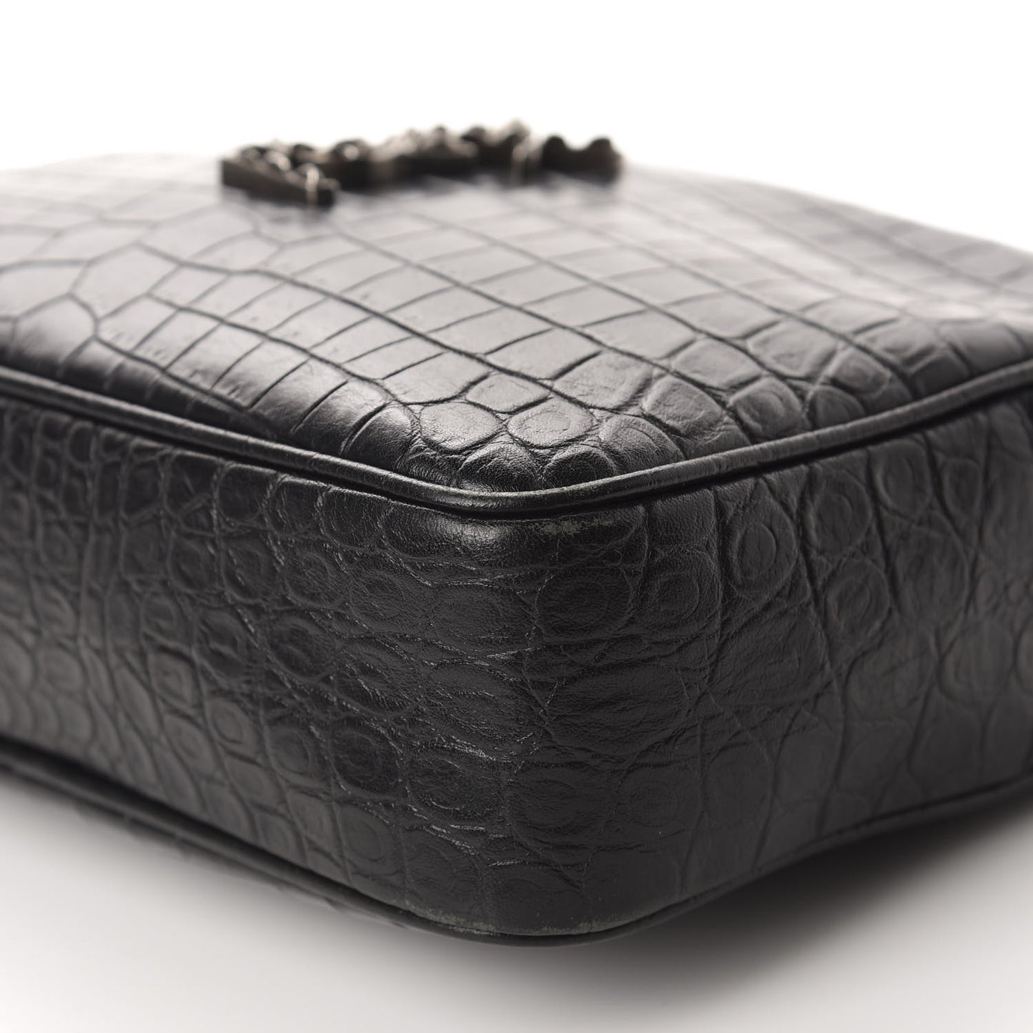 Calfskin Crocodile Embossed Monogram Lou Camera Bag Black