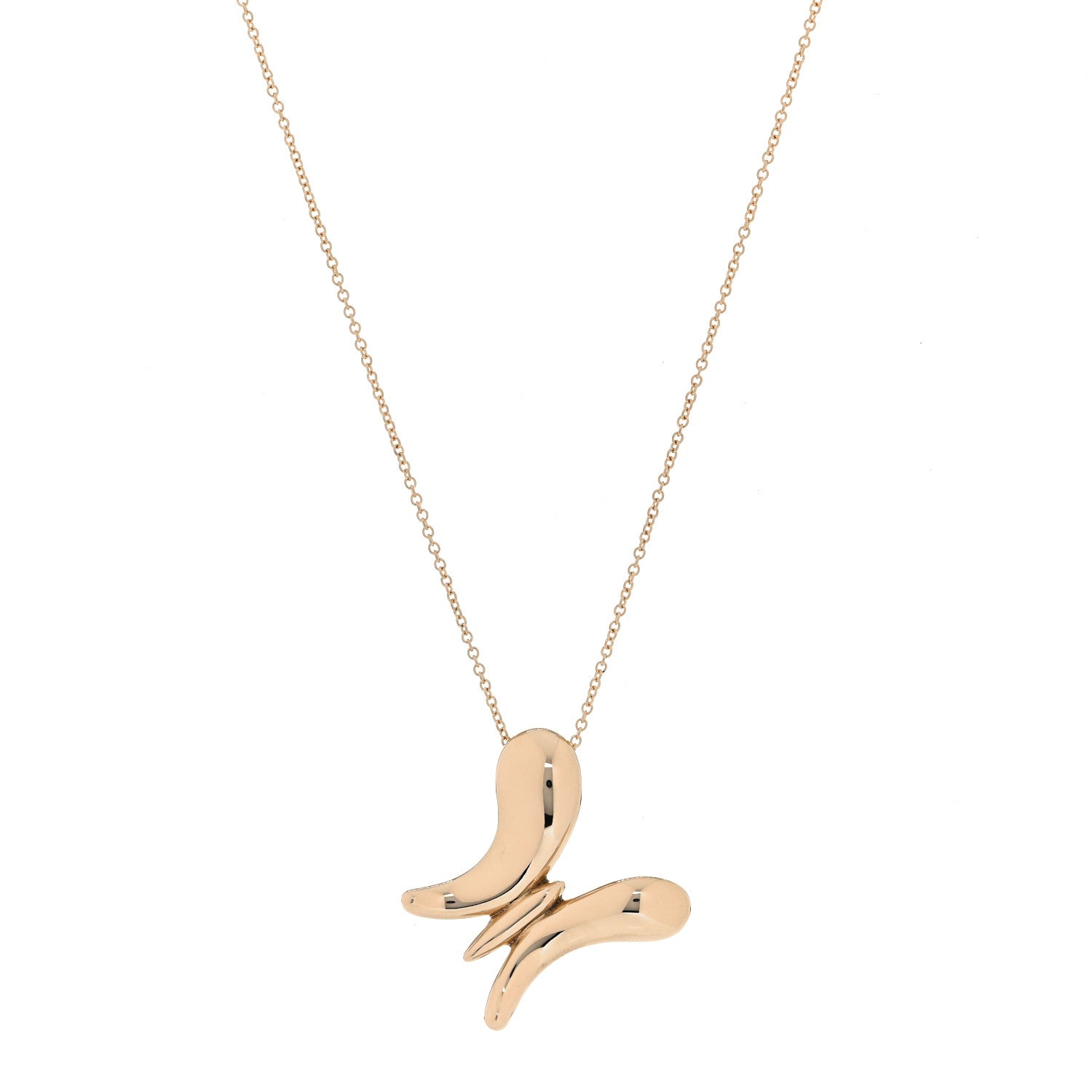 Tiffany 18K Yellow Gold Elsa Peretti Butterfly Pendant Necklace 1 of 18