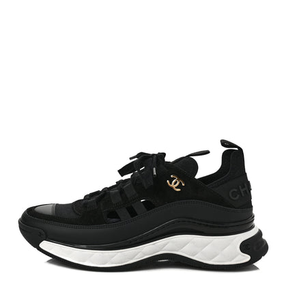 Chanel Velvet Calfskin Mixed Fibers CC Sneakers 38 Black 1 of 10