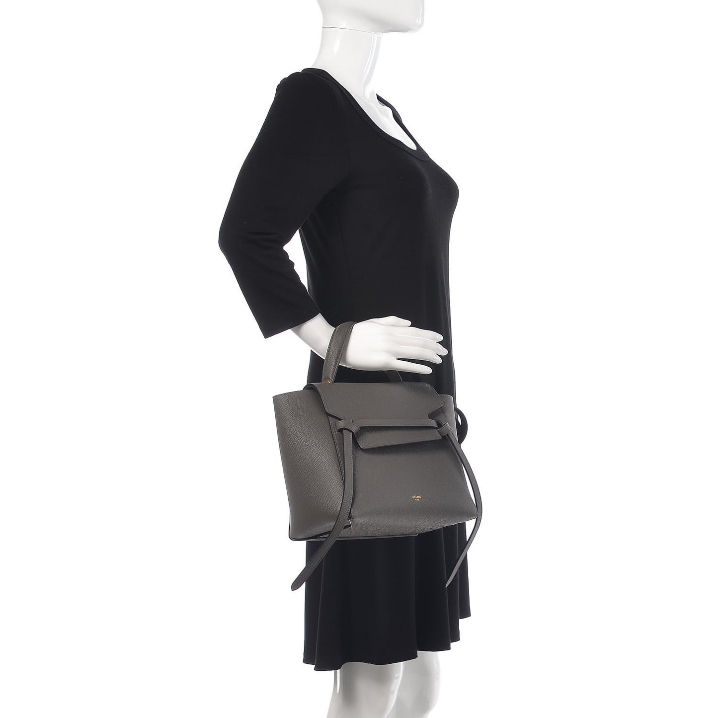 Grained Calfskin Micro Belt Bag Grey