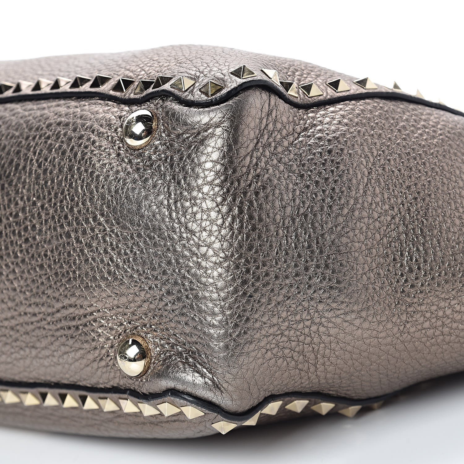 Valentino Garavani Metallic Alce Printed Calfskin Medium Rockstud Tote Sasso 13 of 14