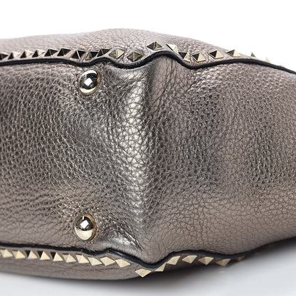 Valentino Garavani Metallic Alce Printed Calfskin Medium Rockstud Tote Sasso 13 of 14