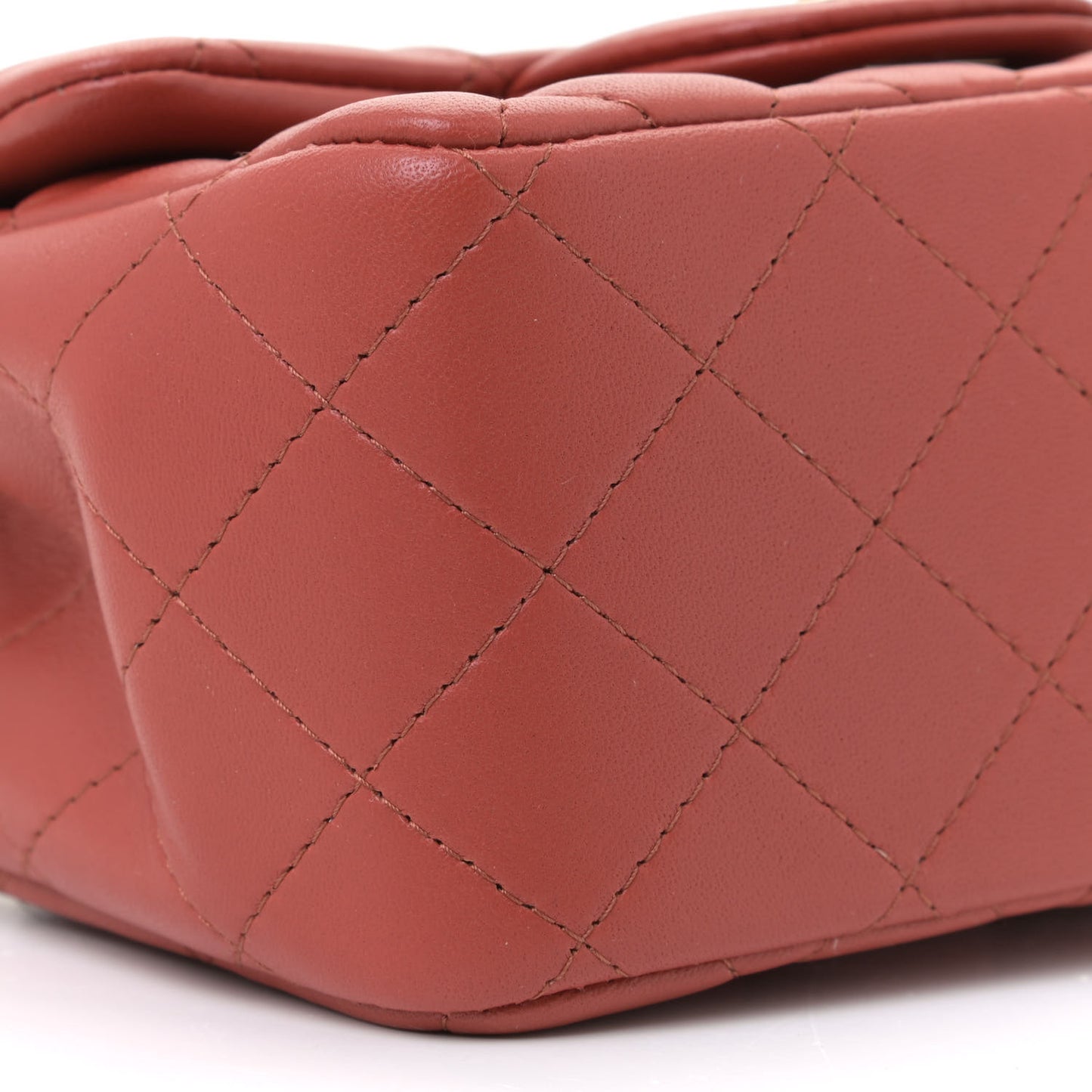 Lambskin Quilted Mini Square Flap Brown
