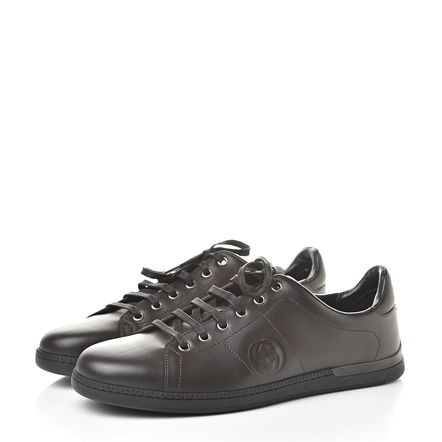 Gucci Calfskin Womens Interlocking G Sneakers 40 Dark Brown 3 of 8