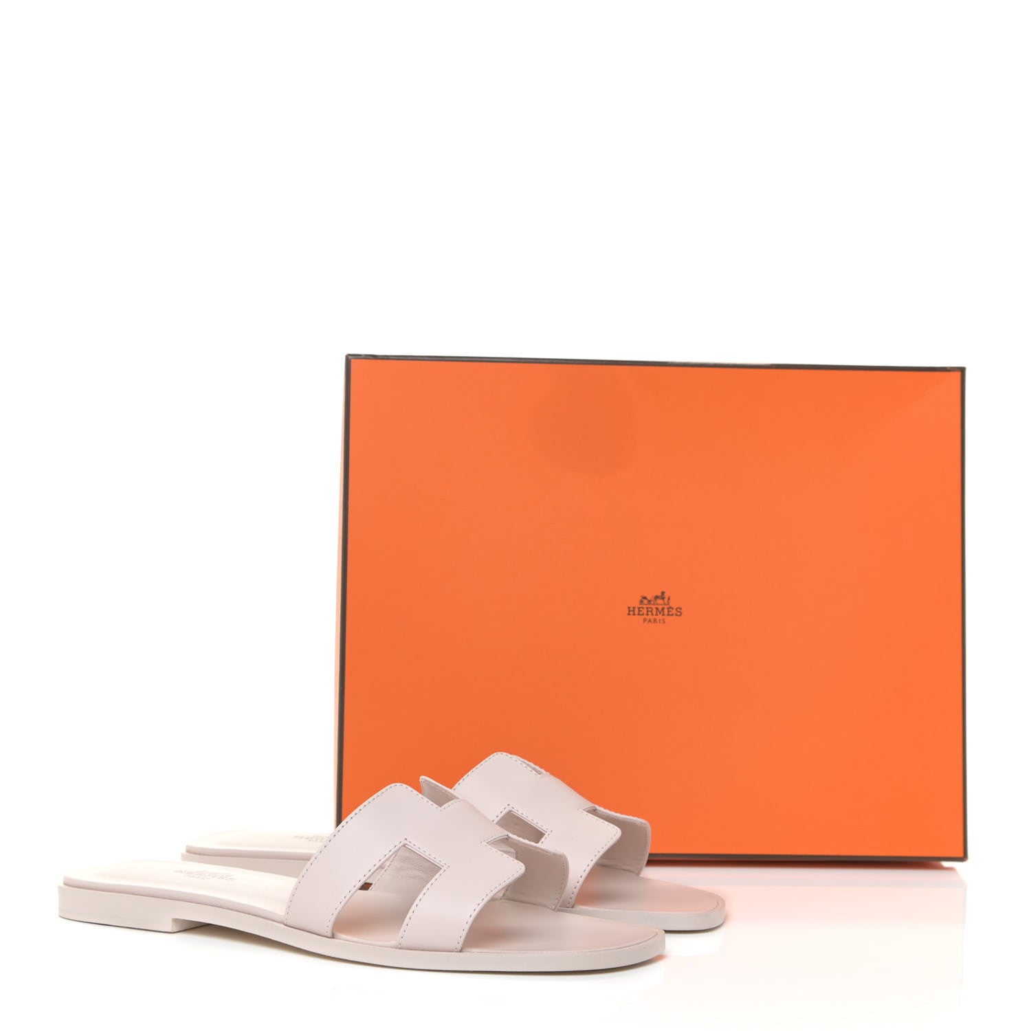 Hermes Box Calfskin Oran Sandals 38 Rose Pale 9 of 11
