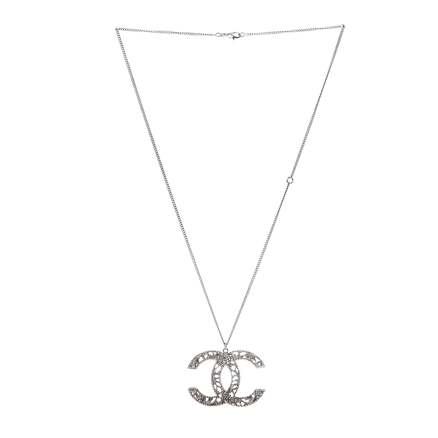 Large Baroque CC Necklace Silver