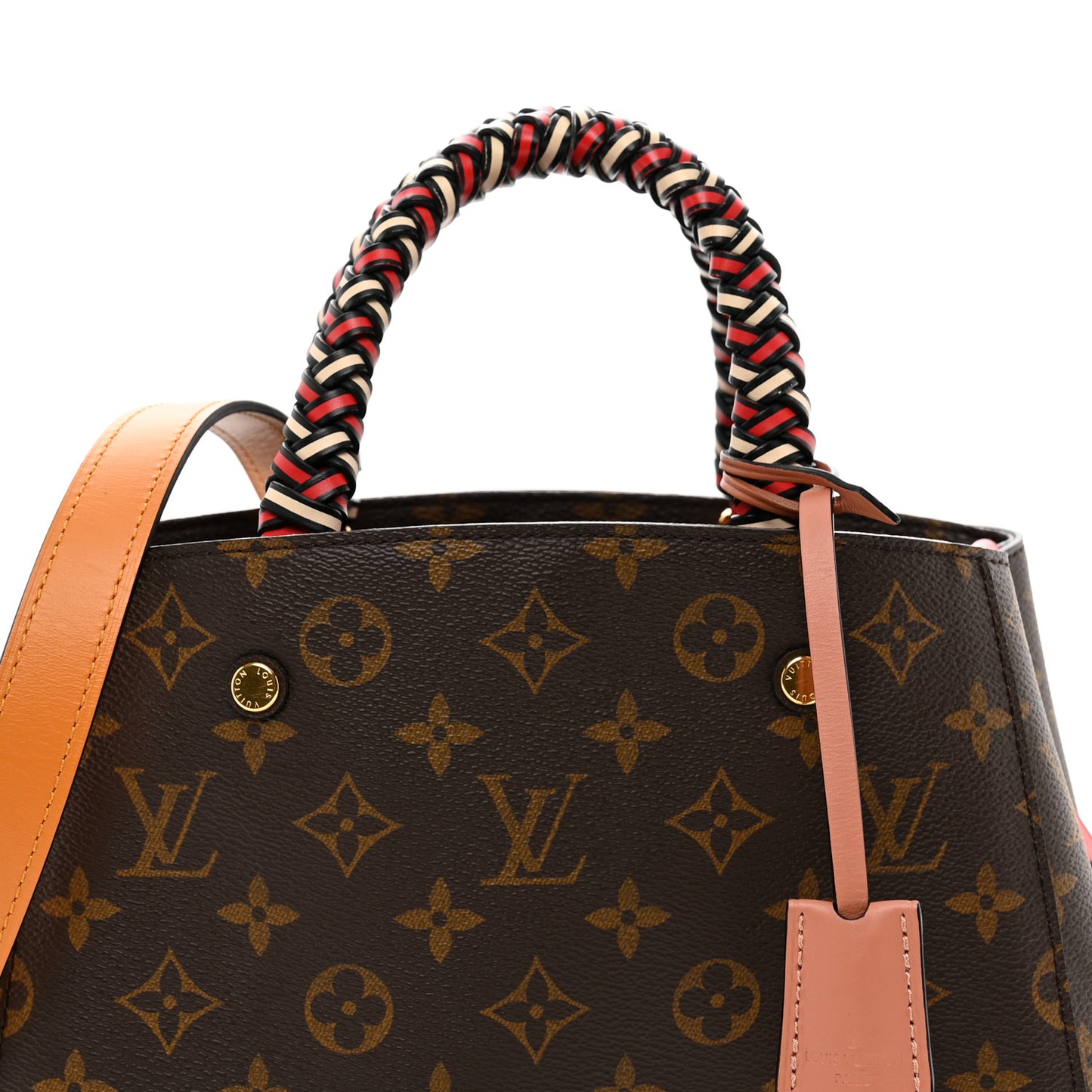 LOUIS VUITTON Monogram Braided Montaigne BB Coquelicot Creme Safran Peach