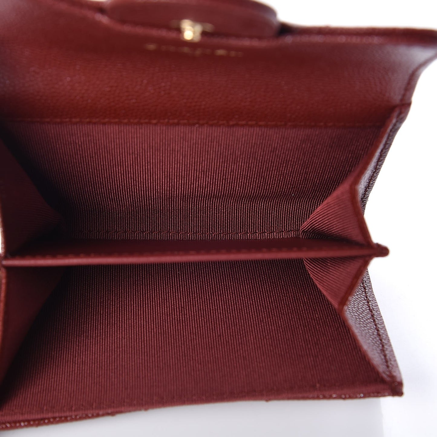 Metallic Caviar Quilted Coin Purse Dark Red